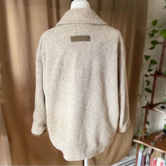 Vintage Innovations by IZZI Ivory Relaxed Button Sherpa Jacket Barn Coat Medium - Picture 4 of 12